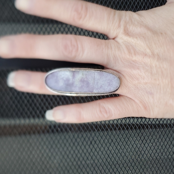 New Oversized Lepidolite 925 Silver Ring. - Picture 9 of 10